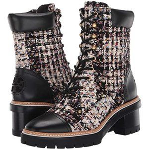 Tory Burch Miller Tweed Lug Sole Booties Size 7.5